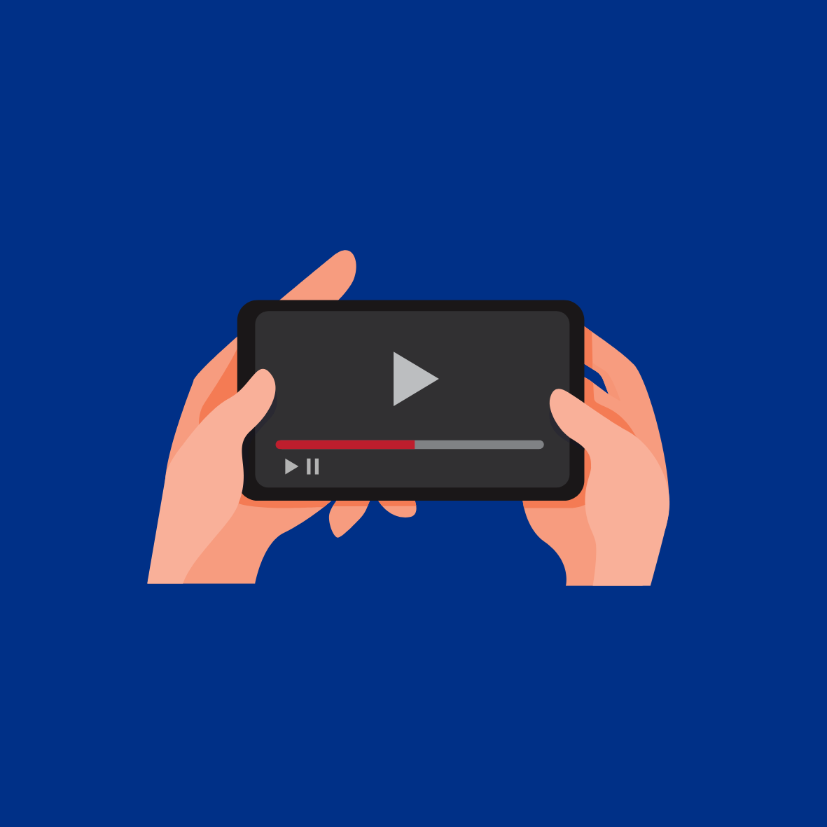 Image of Hands Holding Mobile Phone With Video Playing