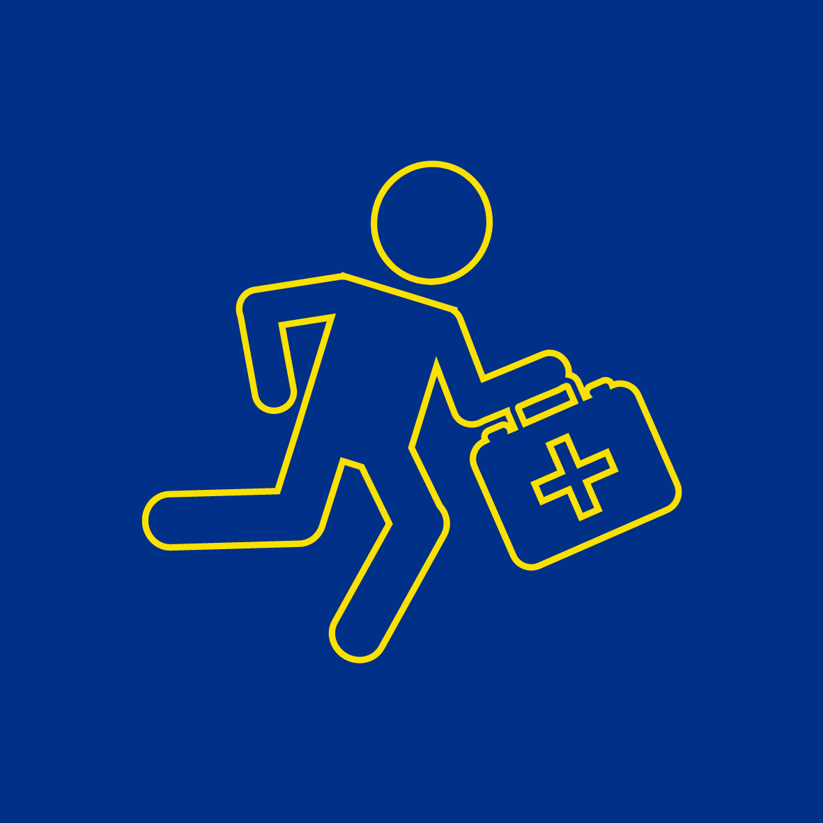 Outline of Paramedic Running With Medical Bag