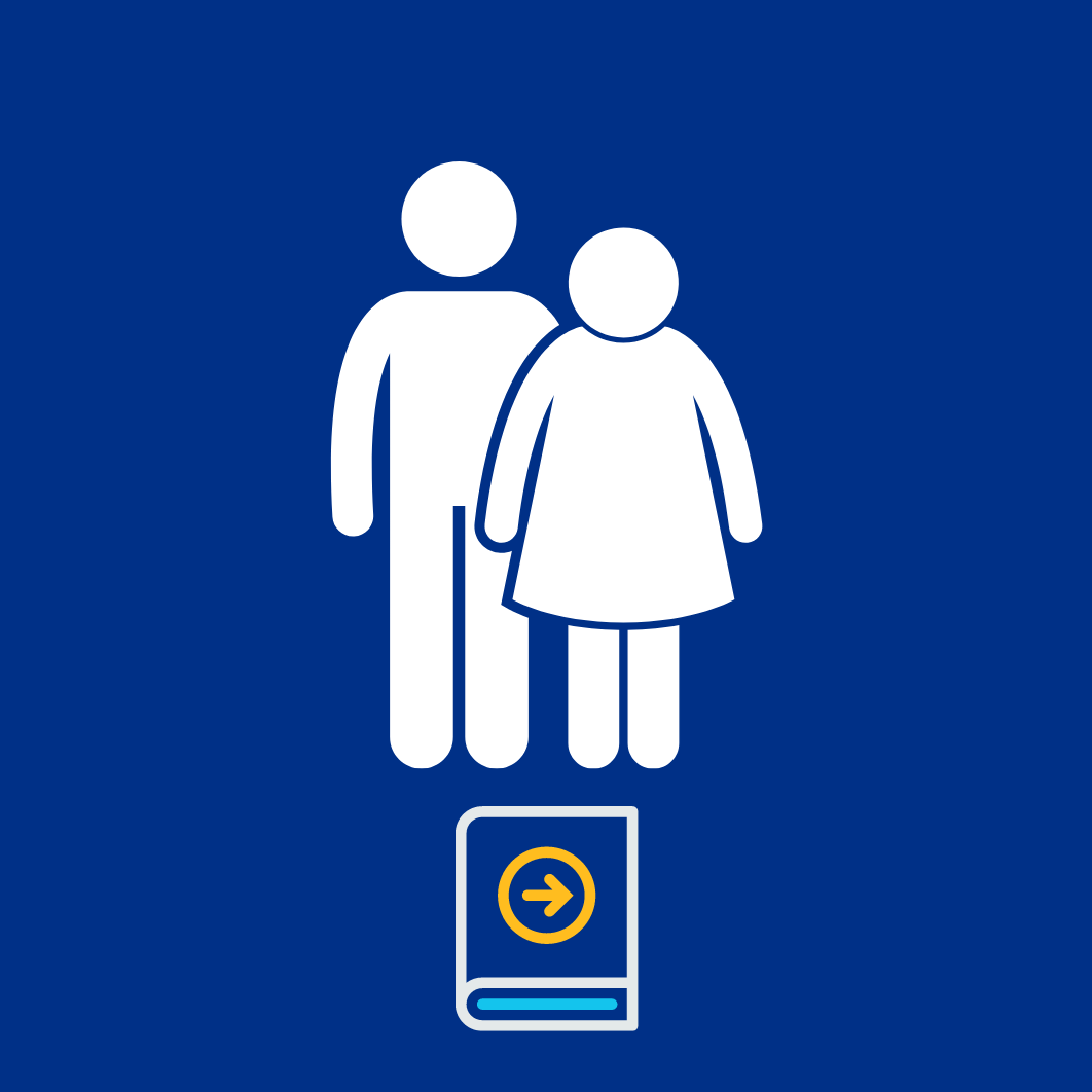 Icon Showing Man and Woman With Another Icon Showing A Forward Arrow
