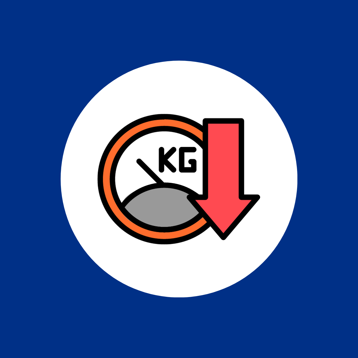 Scales Measuring in Kilograms (KG) with Down Arrow