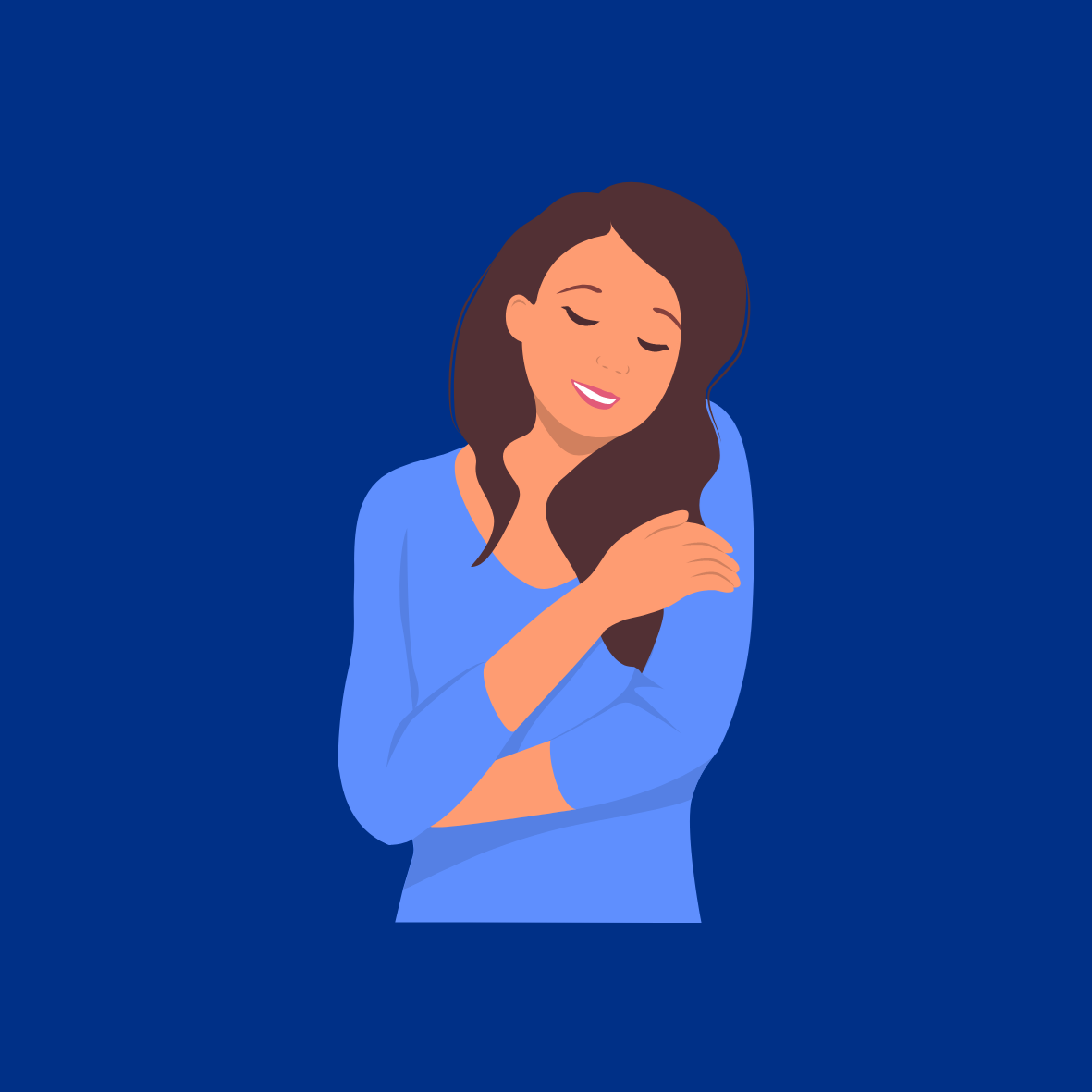 Image of Person Looking After Themselves and Giving Themselves a Caring Hug