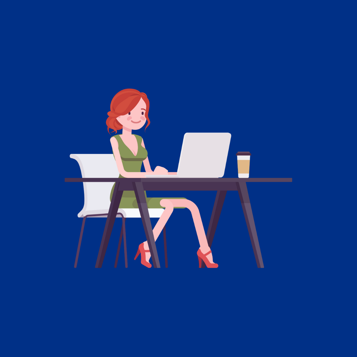 Image of Lady Sat at a Desk With Laptop Working